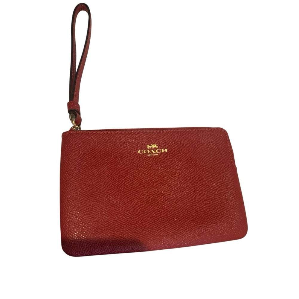 COACH Scarlet Red Pebbled Leather Wristlet
